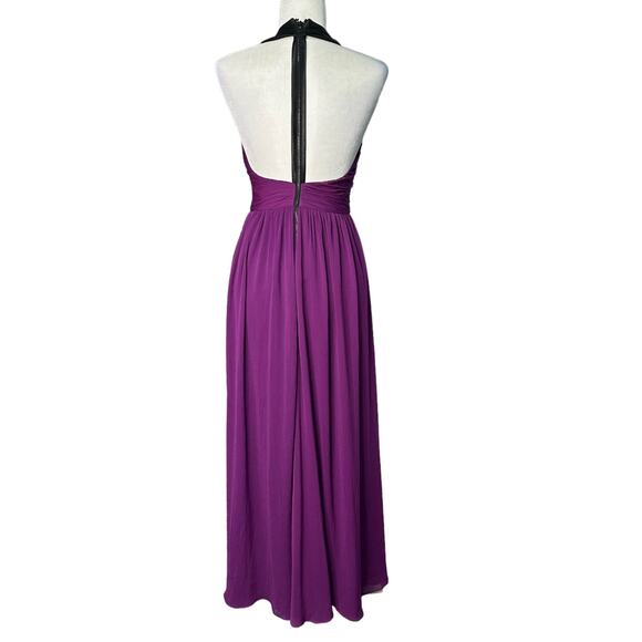 ALICE + OLIVIA Womens 2 Purple Chiffon Sleeveless Runnie Leather Back Maxi Dress - Picture 8 of 12